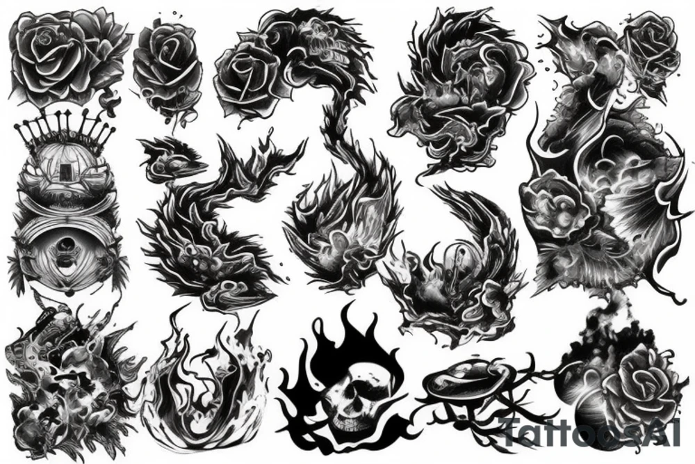 Ship on fire tattoo idea