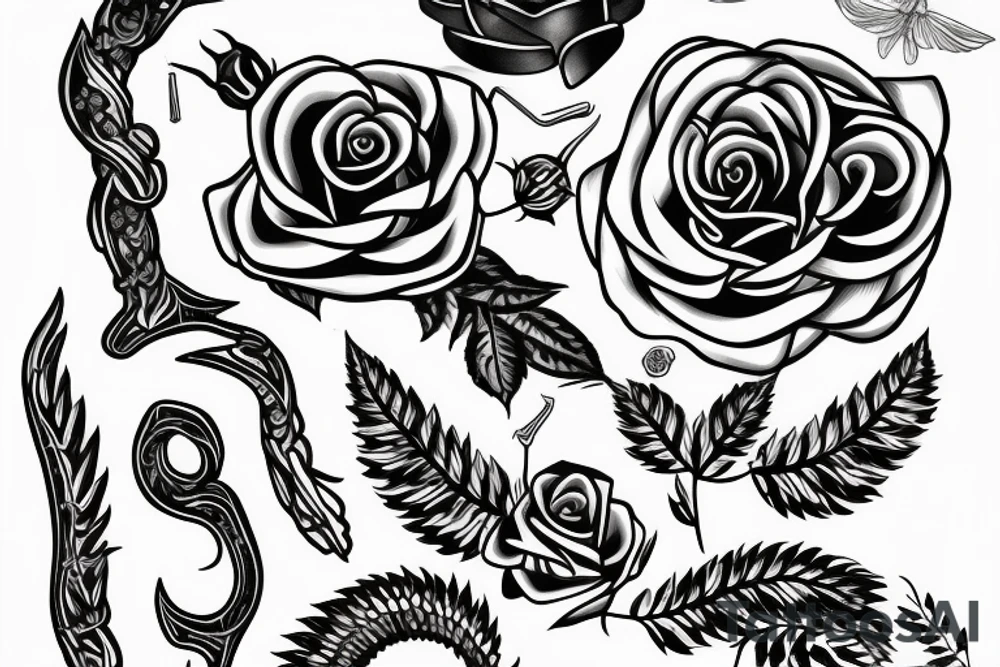 Rod of Asclepius with a rose tattoo idea