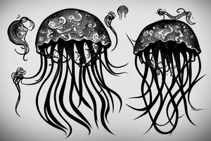 jellyfish cat tattoo idea