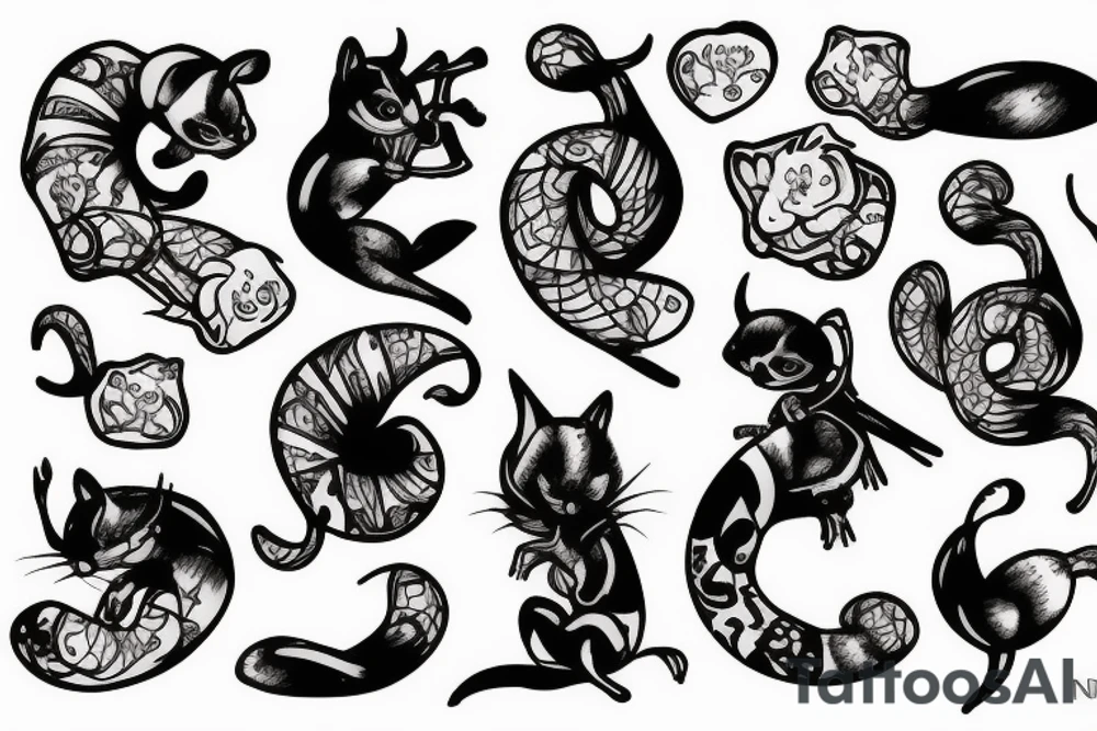 neo tradishnl lines squirell tattoo idea