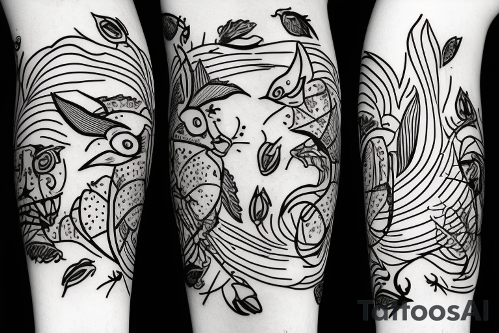 neo tradishnl lines squirell tattoo idea