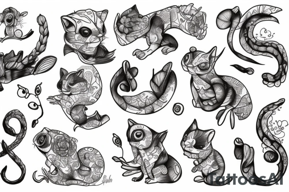neo tradishnl lines squirell tattoo idea