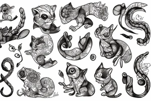 neo tradishnl lines squirell tattoo idea