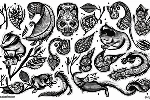 neo tradishnl lines squirell tattoo idea