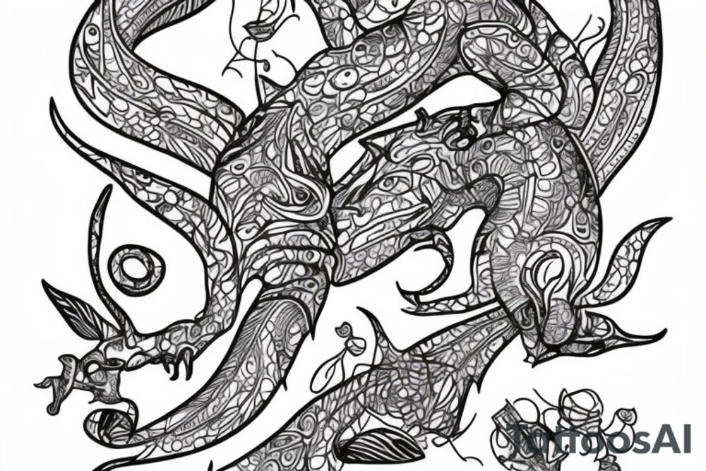 neo tradishnl lines squirell tattoo idea