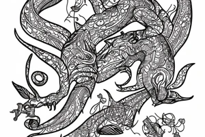 neo tradishnl lines squirell tattoo idea