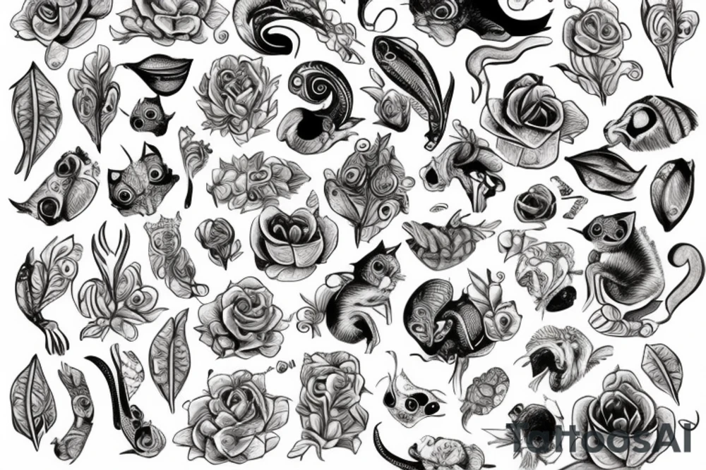 neo tradishnl lines squirell tattoo idea