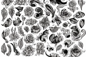 neo tradishnl lines squirell tattoo idea