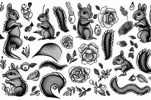 neo tradishnl lines squirrel tattoo idea
