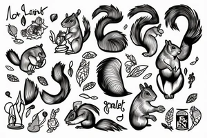 neo tradishnl lines squirrel tattoo idea