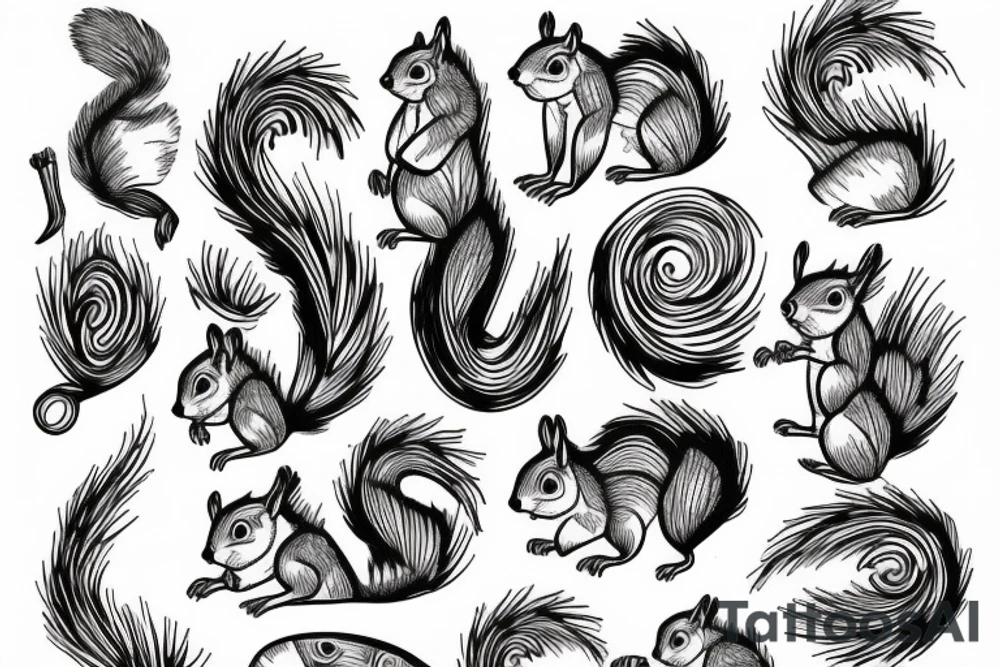 hazard lines squirrel tattoo idea