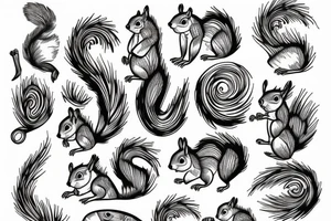 hazard lines squirrel tattoo idea