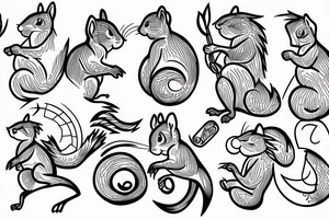 trable lines squirrel tattoo idea