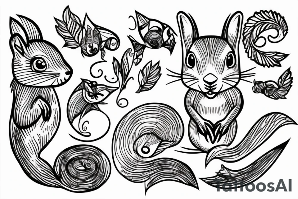 trable lines squirrel tattoo idea