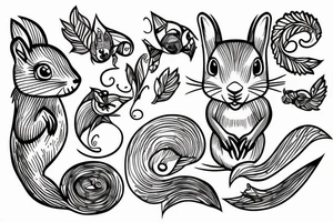 trable lines squirrel tattoo idea