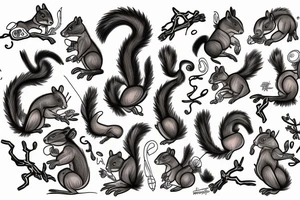 traible lines squirrel tattoo idea