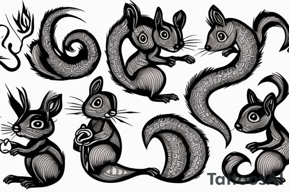 traible lines squirrel tattoo idea