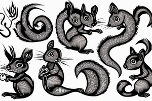 traible lines squirrel tattoo idea