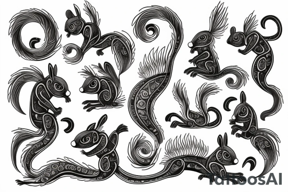 traible lines squirrel tattoo idea