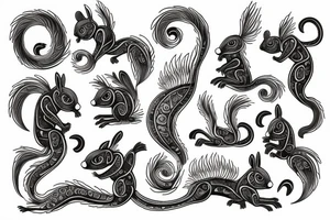 traible lines squirrel tattoo idea