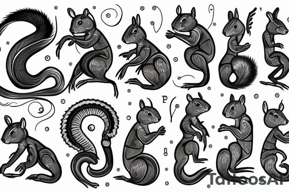 traible lines squirrel tattoo idea