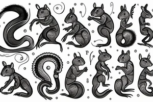 traible lines squirrel tattoo idea