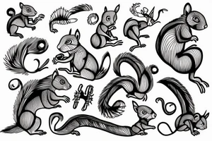 traible lines squirrel tattoo idea