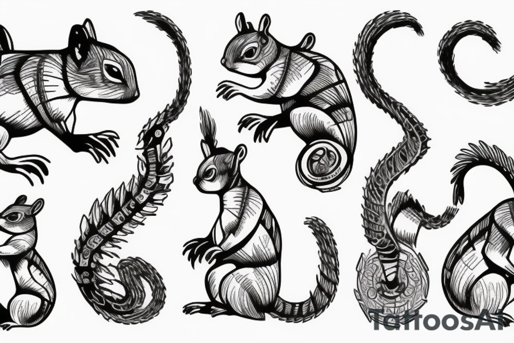 traible lines squirrel tattoo idea