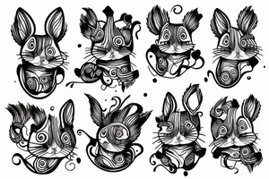 traible lines squirrel tattoo idea