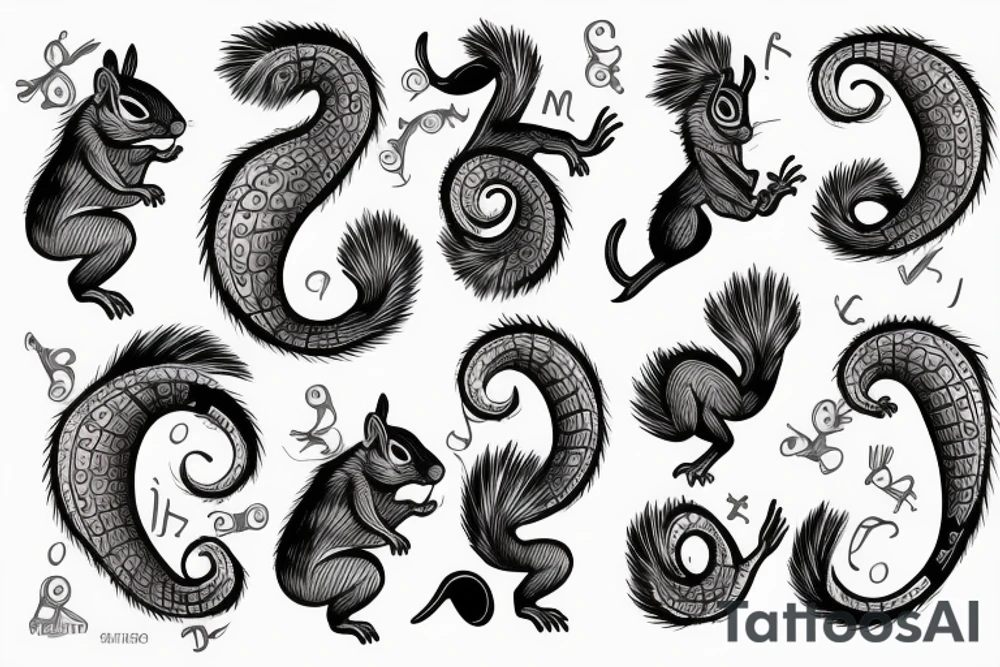 traible lines squirrel tattoo idea