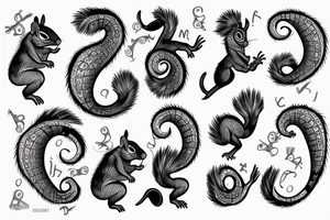 traible lines squirrel tattoo idea