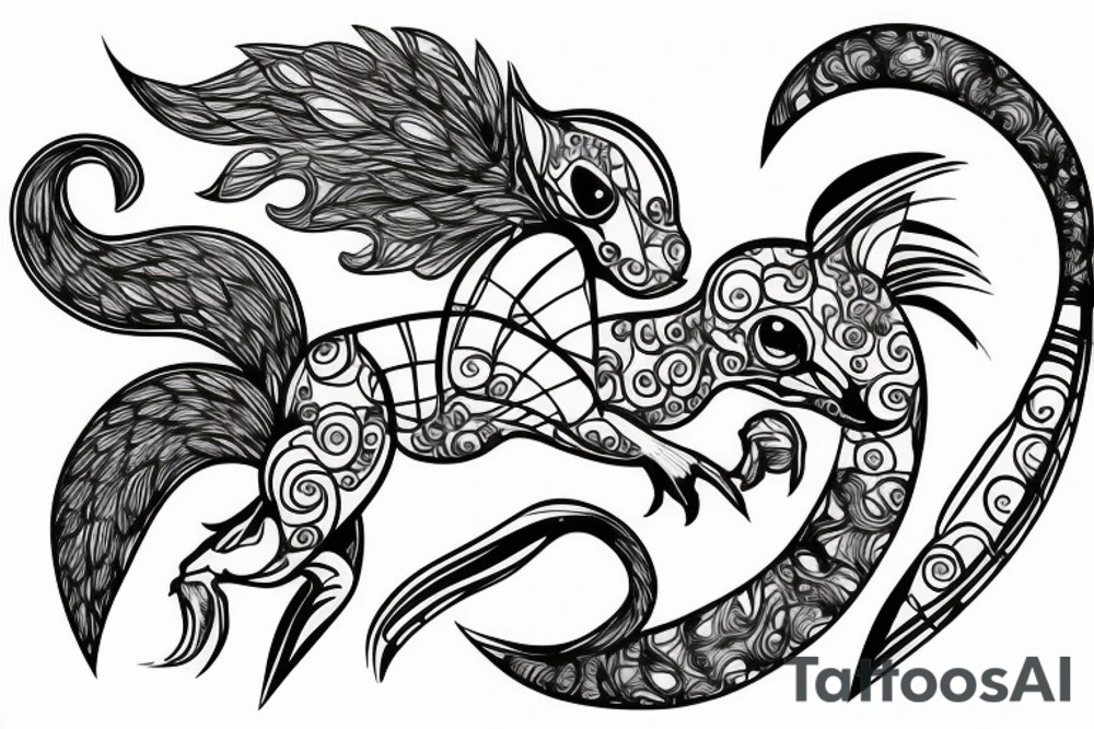 traible lines squirrel tattoo idea