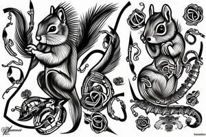 traible lines squirrel tattoo idea