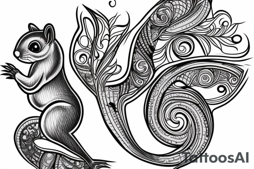 traible lines squirrel tattoo idea