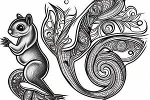 traible lines squirrel tattoo idea