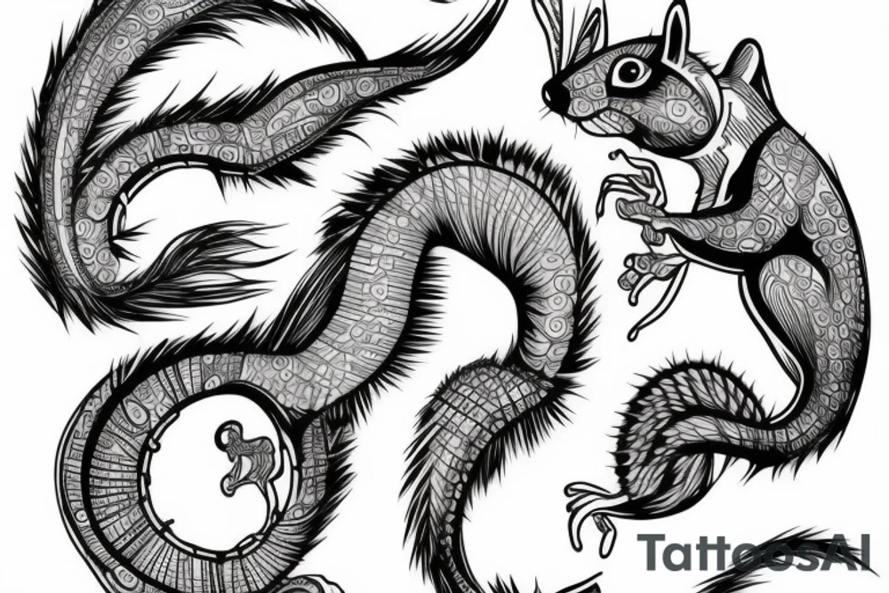 traible lines squirrel tattoo idea