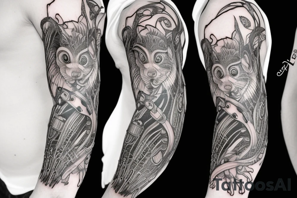traible lines squirrel tattoo idea