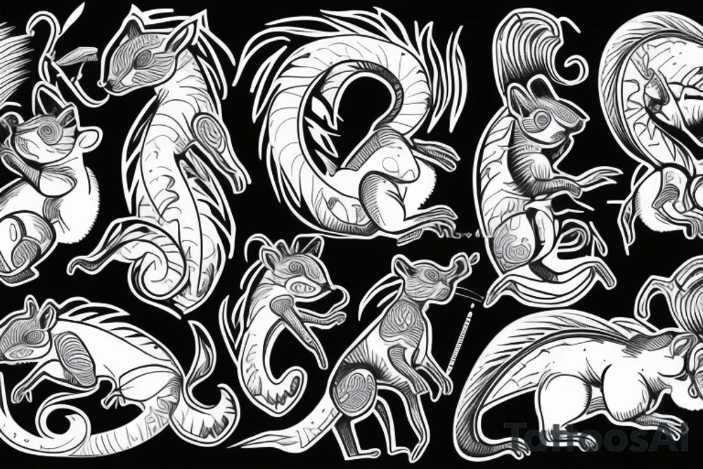 traible lines squirrel tattoo idea