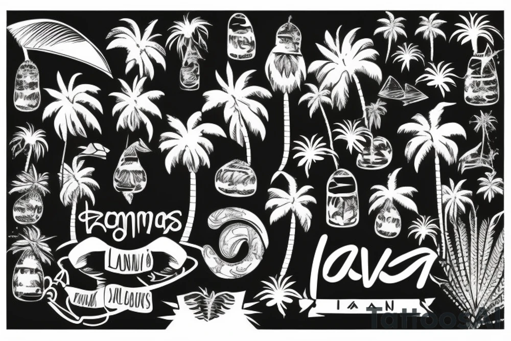 lava with palm trees tattoo idea
