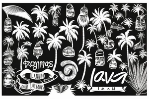 lava with palm trees tattoo idea