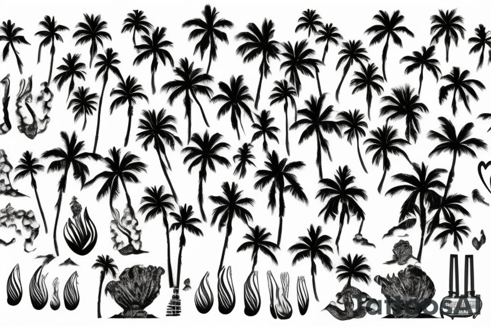 lava with palm trees tattoo idea