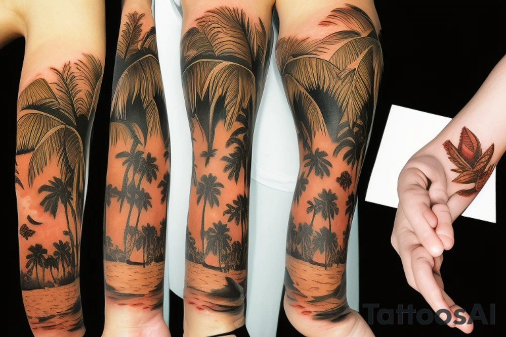lava with palm trees tattoo idea