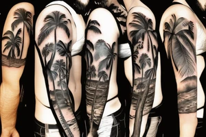 lava with palm trees and waterfalls tattoo idea