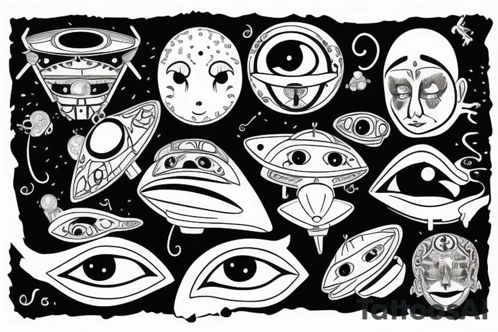 aerostat with eyes tattoo idea