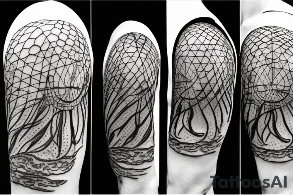 Airship in the form of a jellyfish tattoo idea