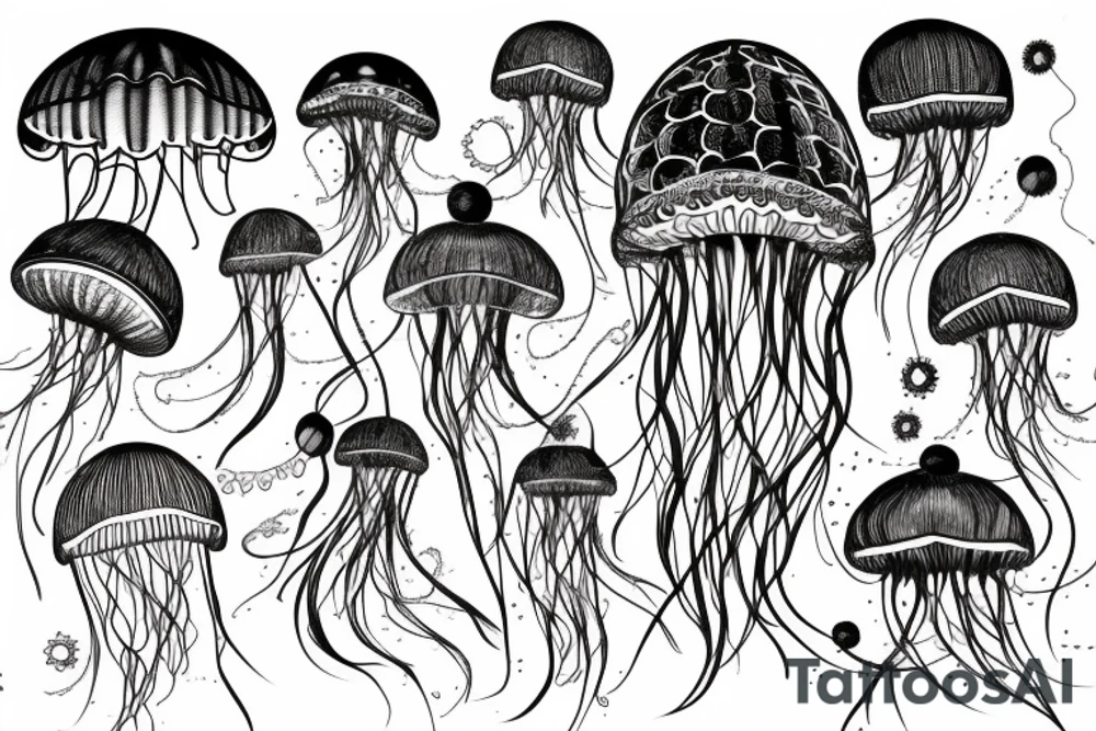 Airship in the form of a jellyfish tattoo idea