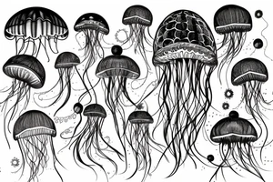 Airship in the form of a jellyfish tattoo idea