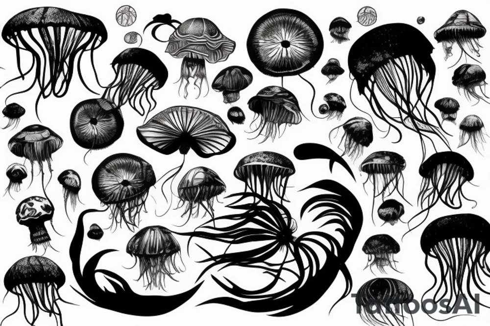Dirigible in the form of a jellyfish tattoo idea