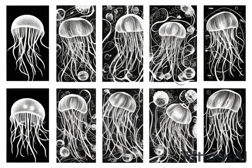 Dirigible in the form of a jellyfish tattoo idea