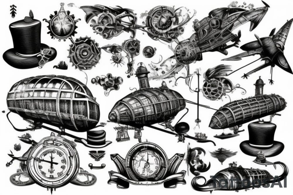 steampunk airship tattoo idea